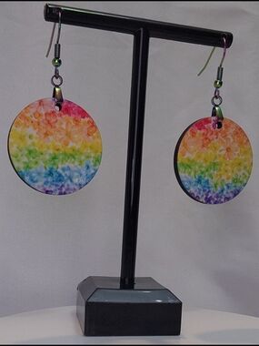 Rainbow Floral Round Dangle Earrings